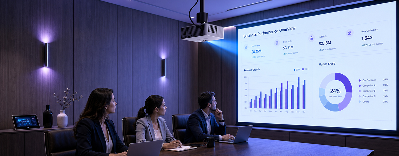 Projector presentation in a business meeting room